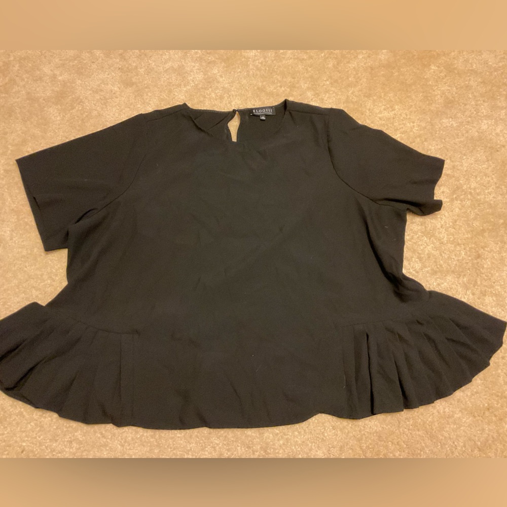 Eloquii Short Sleeve Bottom Ruffle Blouse